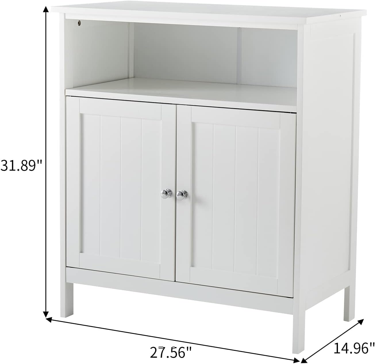 HoorLang Storage for Bathroom, Small Cabinets, Bathroom Table with Storage Cupboard Open Compartments, Easy Assembly White HLBC04W