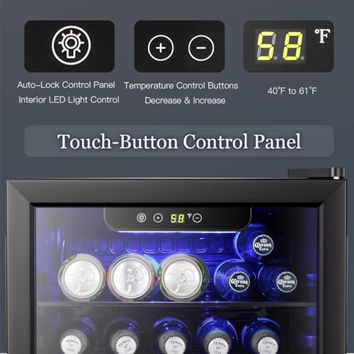 Antarctic Star Beverage Refrigerator Cooler, Mini Fridge Glass Door for Beer Drinks or Wine for Home and Bar, Electronic Temperature Control