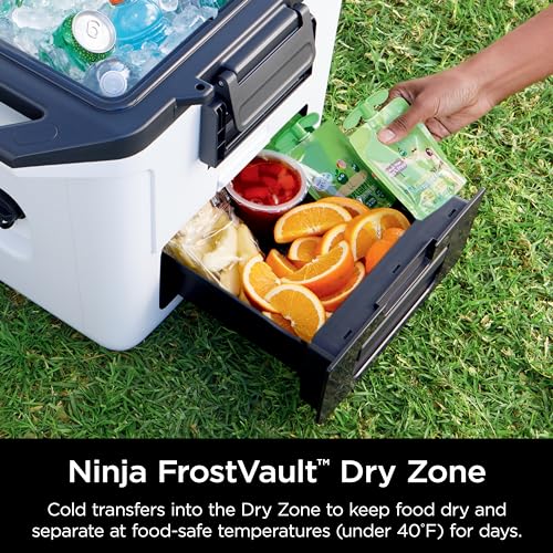 Ninja FB151GY FrostVault 50qt Hard Cooler with Dry Zone, Integrated Fridge-Temp Dry Storage Drawer, Premium Heavy-Duty Insulated Cooler