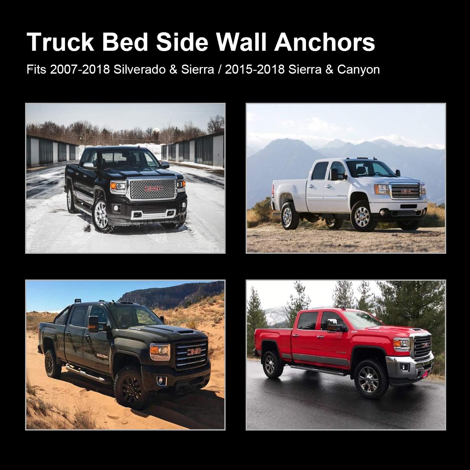Dibanyou 1001-6 Pack Retractable Tie Down Anchors Truck Bed Side Wall Anchors for 2007-2019 Silverado Sierra 2015-2019 Colorado & Canyon