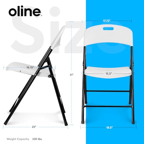 Oline Folding Chair, Indoor Outdoor Plastic Commercial Stackable Foldable Guest Chairs for Events Office Wedding Party Picnic Kitchen Dining