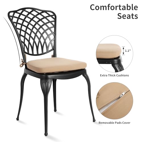HOMEFUN Bistro Table and Chairs Set of 2 Outdoor 3 Piece Patio Set, Rose Pattern Cast Aluminum Bistro for Garden Balcony