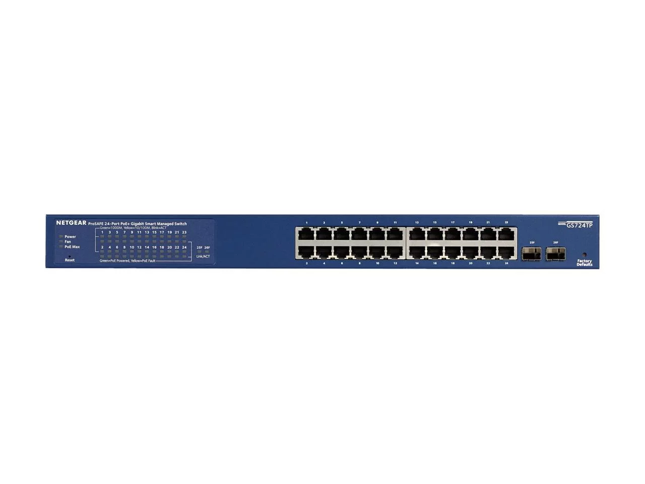 Netgear 24-Port Gigabit PoE+ Smart Managed Pro Switch with 2 SFP Ports - 24 x Gigabit Ethernet Network, 2 x Gigabit Ethernet Expansion Slot