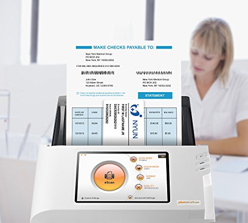 Plustek eScan A350 Wireless Network Document Scanner -25 ppm + Stand Alone 7" Touchscreen - 50 Sheet auto Document Feeder (ADF)