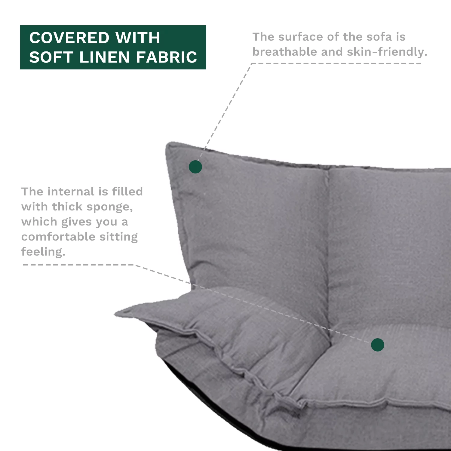 Lazy Sofa Futons Sets Folding Sofa Bed Adjustable Sofa TV Floor Couch | Dark Grey - Curated Treasures Market