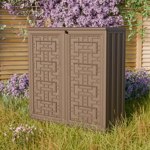 Outdoor Storage Cabinet Waterproof with Shelf,Resin Storage Sheds Outdoor Cabinets for tub towels/chemicals/grill items/Patio/Garden/Backyard