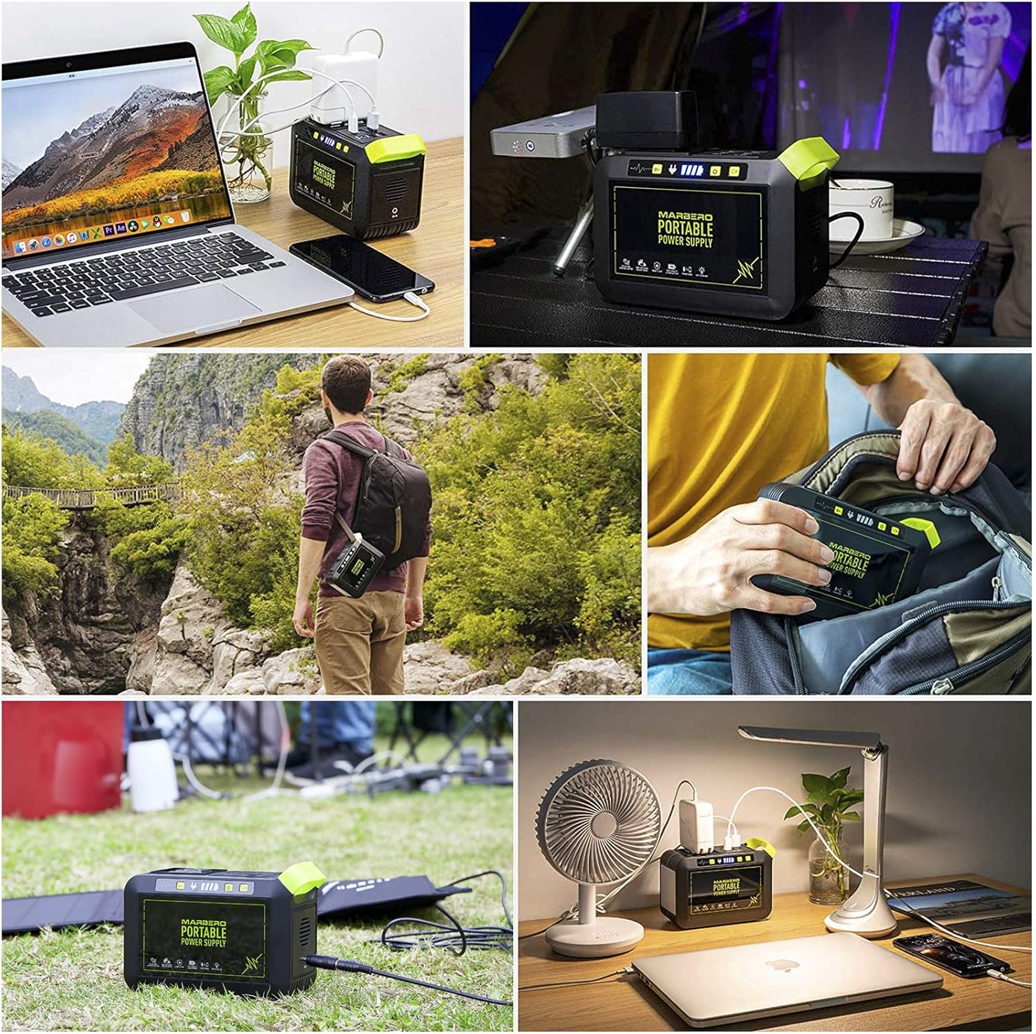 MARBERO 88Wh Portable Power Station 24000mAh Camping Generator(Solar Panel Optional) Lithium Battery Power 110V/80W AC, DC, USB QC3.0