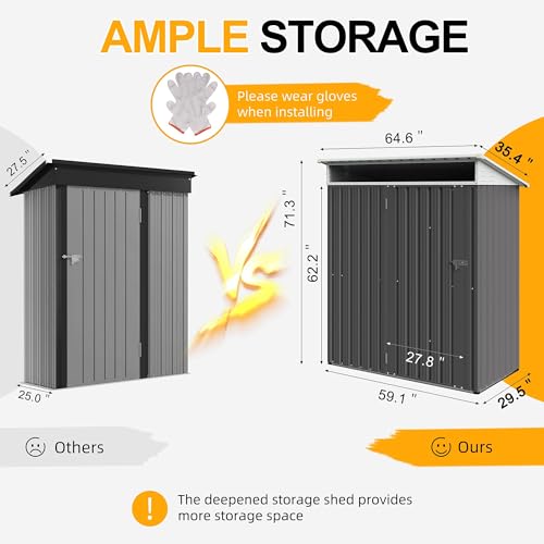 Shintenchi 5x3 FT Outdoor Storage Shed with Window, Outdoor Waterproof Storage Shed Metal Garden Shed with Lockable Single Door