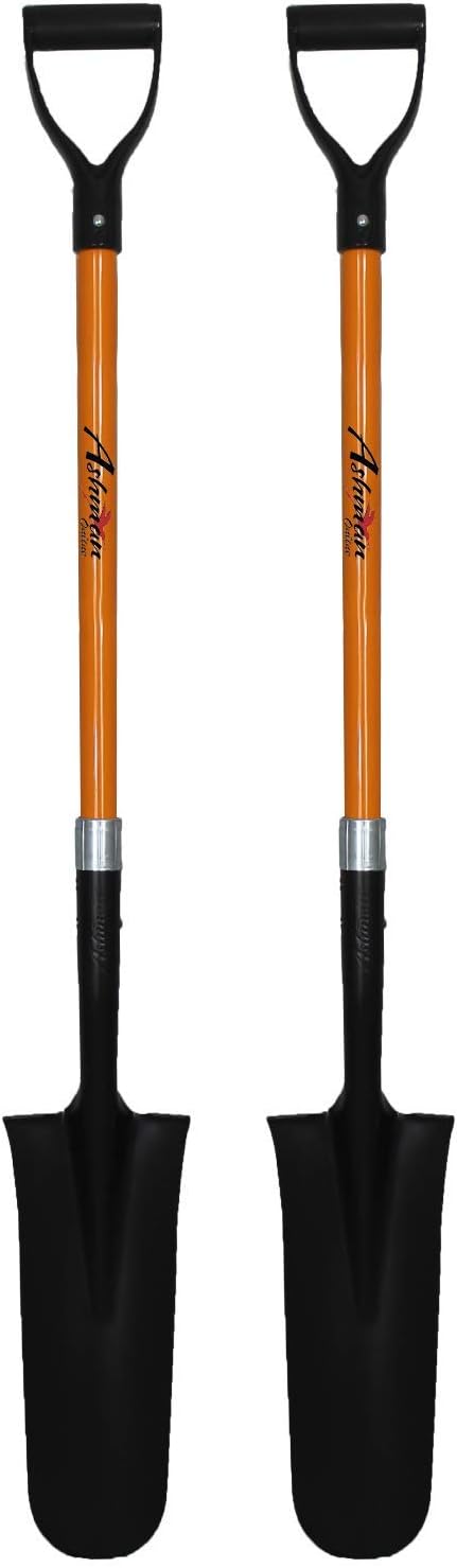 Ashman Drain Spade - 48 Inches Long Handle Spade with D Handle Grip with a Durable Handle and a Thick Metal 16 Inch Blade
