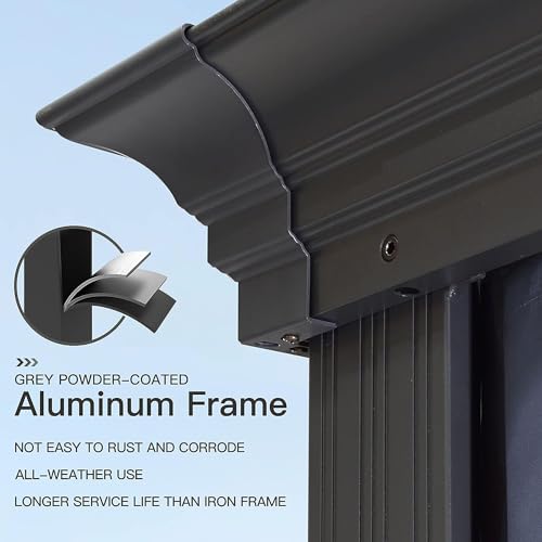 PURPLE LEAF 10' X 14' Permanent Hardtop Gazebo Aluminum Gazebo with Galvanized Steel Double Roof for Patio Lawn and Garden
