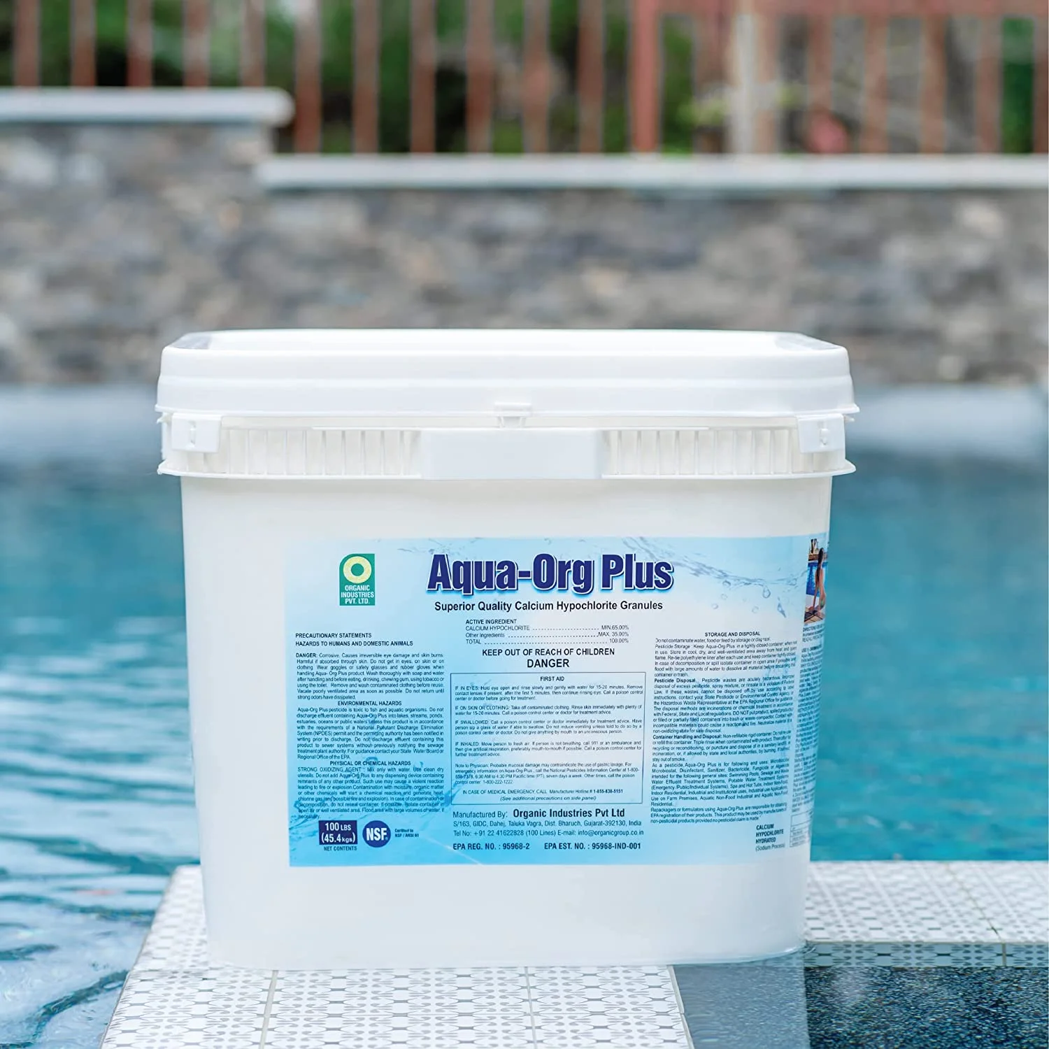 Aqua-Org Plus - Granular Calcium Hypochlorite 65% Pool Shock for Swimming Pools, Spas and Hot Tubs (55 Pound) RCHO65EUPPSP055 - Radiant Selections