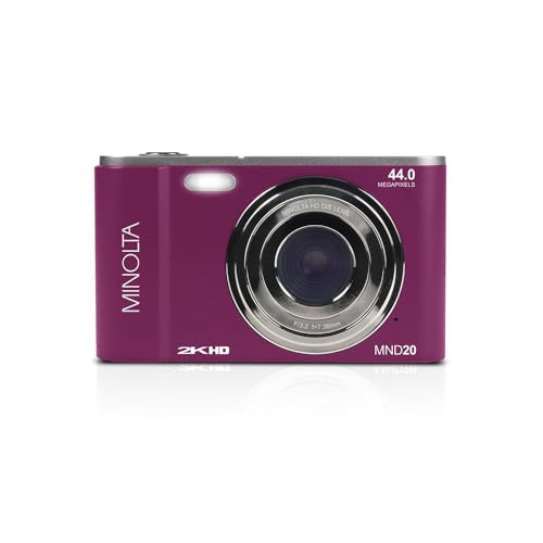 Minolta MND20 44MP Digital Camera &ndash; 2.7K Ultra HD Video, 16X Digital Zoom, Anti-Shake Stabilization, Time Lapse, Face Detection