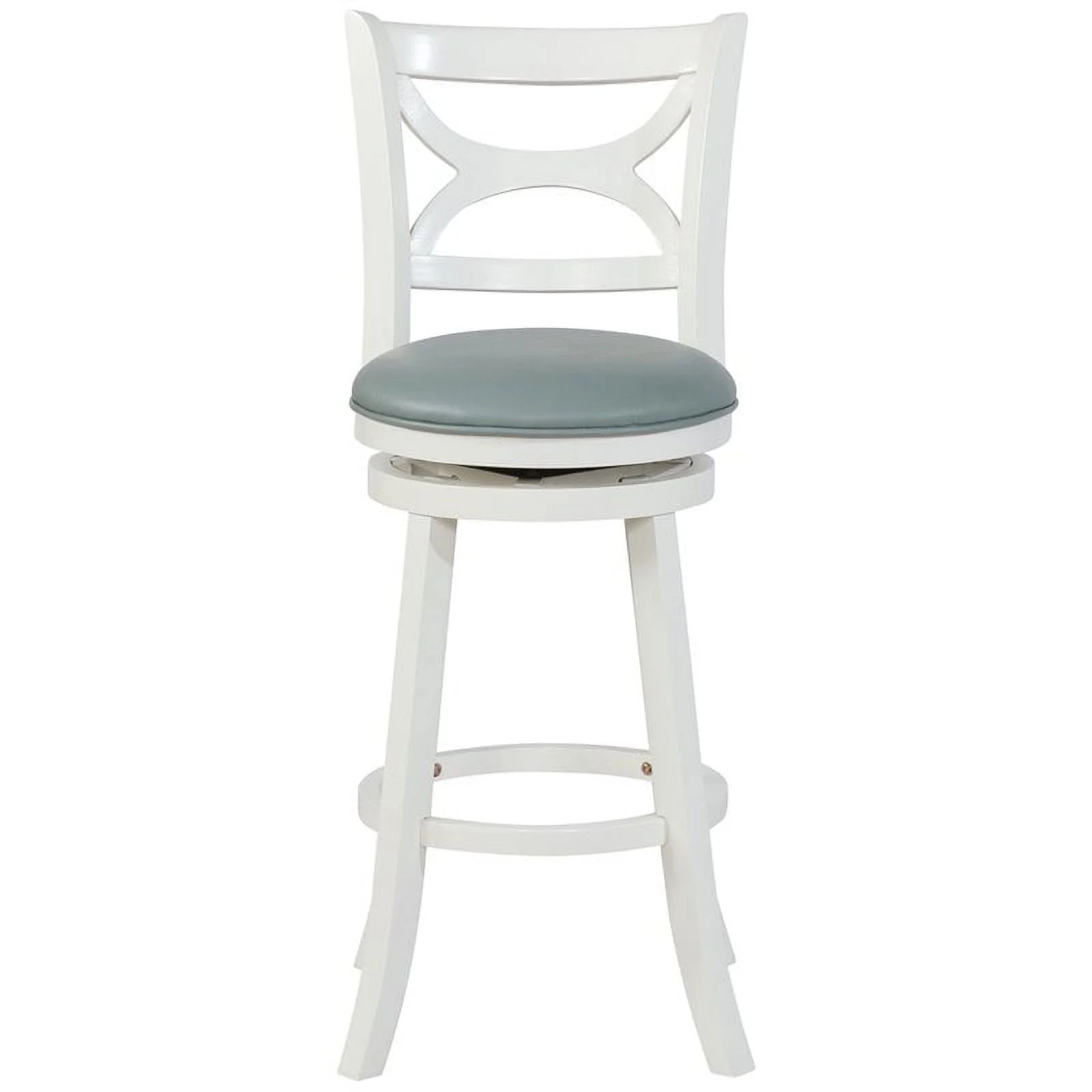 Home Square 3 Piece Swivel Wood Bar Stool Set with PU Seat in Cream - Curated Treasures Market