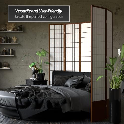 Red Lantern 7 ft. Tall Window Pane Shoji Screen-White-3 Panels Room Divider