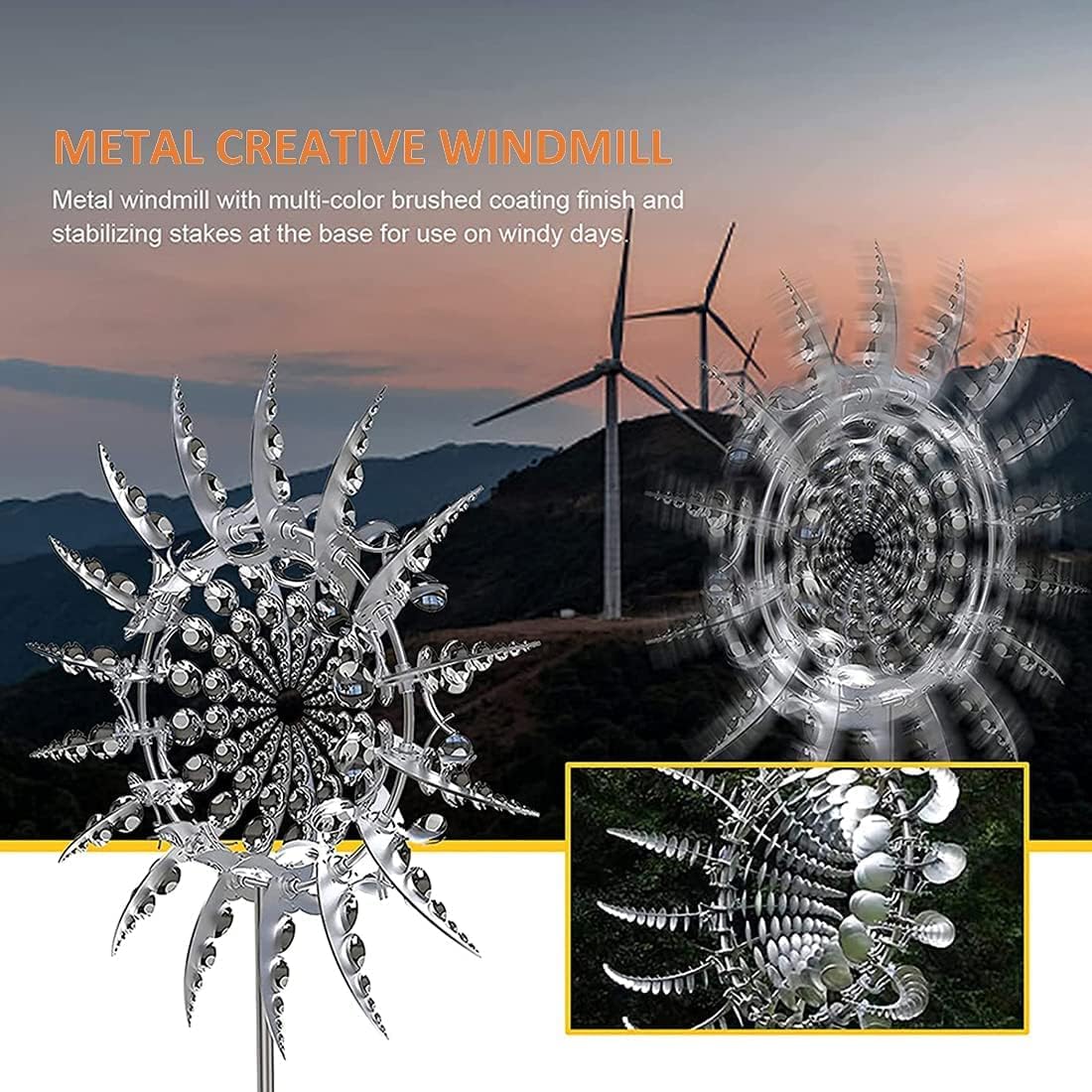 CGLoeng 3D Unique and Magical Metal Windmill Spin Easily Wind Spinners Outdoor Wind Kinetic Sculpture Lawn Wind Spinners for Yard/Garden/Decor
