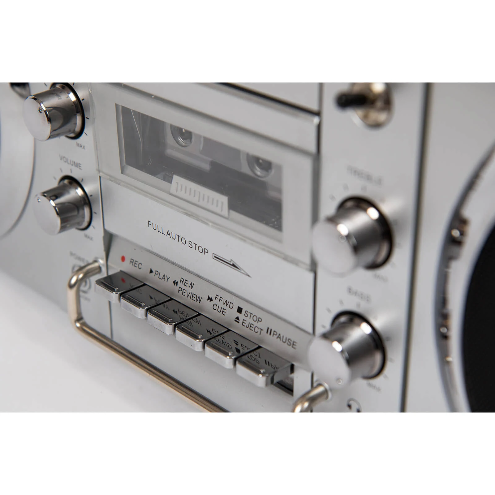 GPO Brooklyn Bluetooth Boombox 80W CD Cassette FM USB Recording Silver