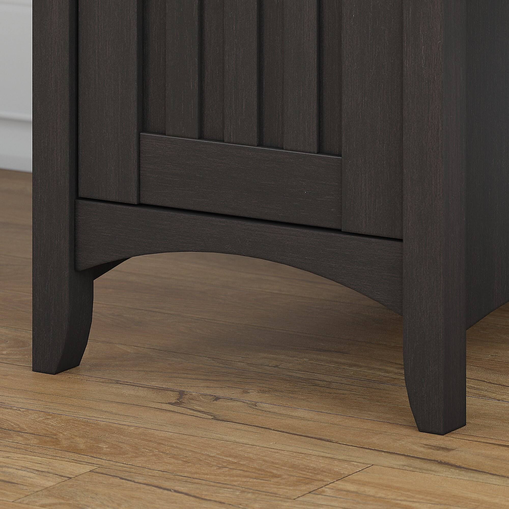 Bush Furniture Salinas 60W L Shaped Desk with Hutch and 5 Shelf Bookcase, Vintage Black (SAL006VB)