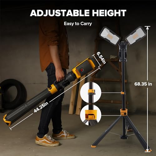 LUTEC 【Upgraded】 6290Max 11000 Lumen 92W Dimmable LED Work Light with Telescoping Tripod