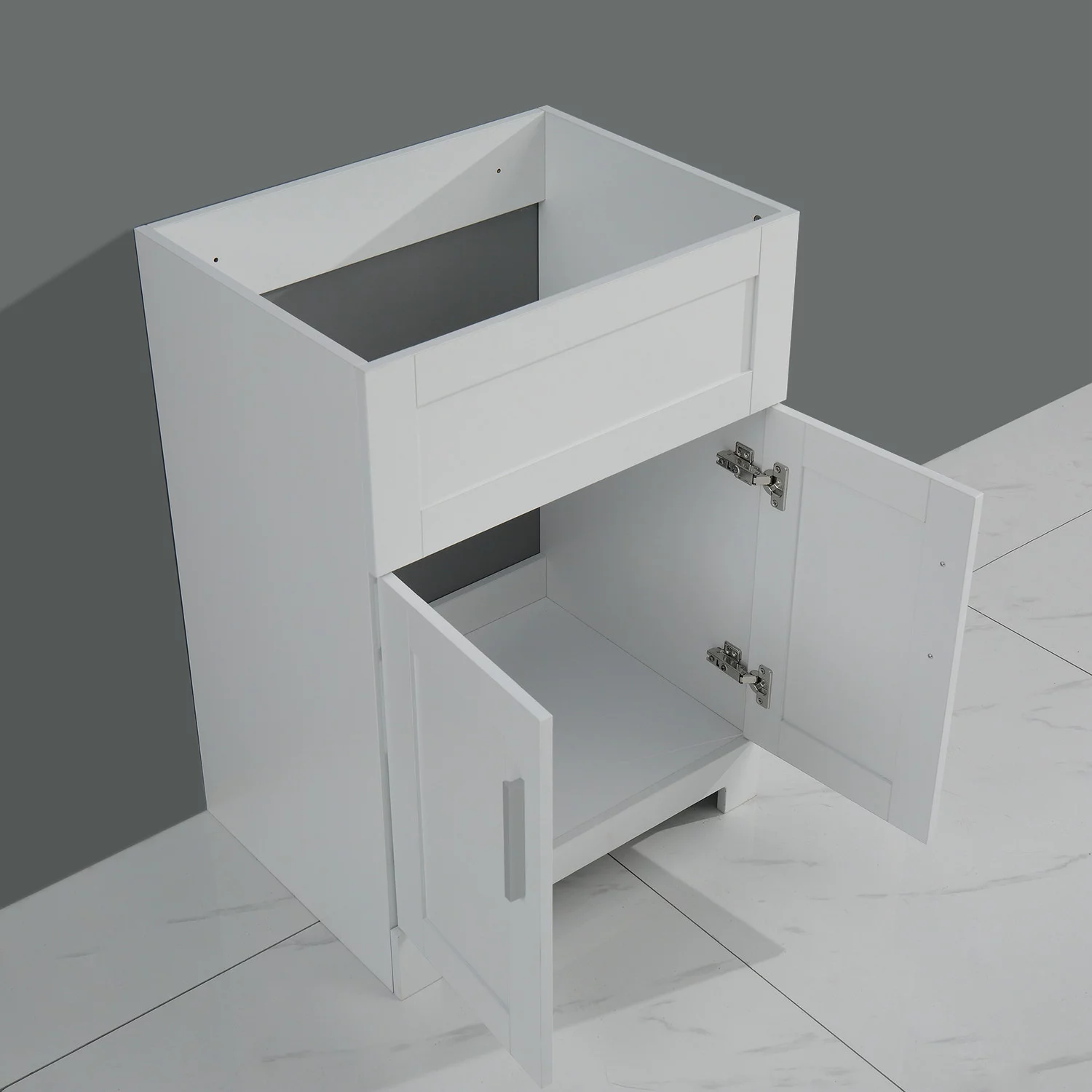 CoSoTower 24in White Paint Free Laundry Tub Cabinet w/ Stainless Steel Combo