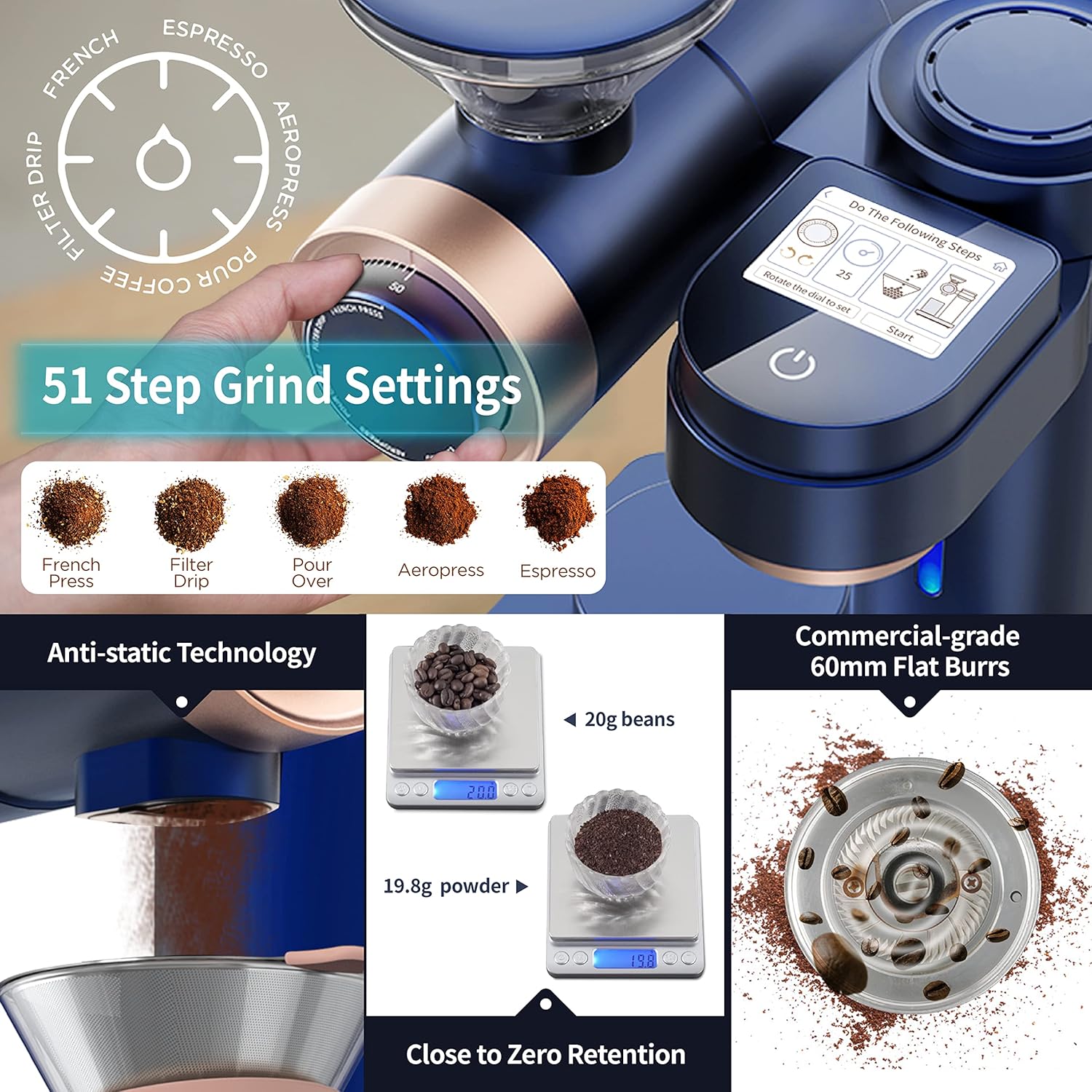 Gevi 4-in-1 Smart Pour-over Coffee Machine Fast Heating Brewer With Built-In Grinder, 51 Step Grind Setting, Automatic Barista Mode, Custom Recipes