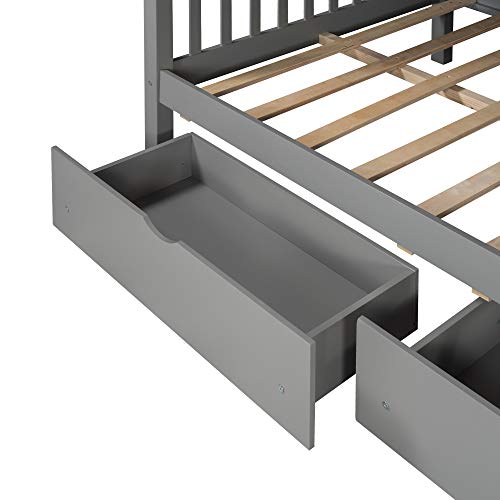Harper & Bright Designs Stairway Twin Over Twin/Full Bunk Bed with Twin Size Trundle and Drawers
