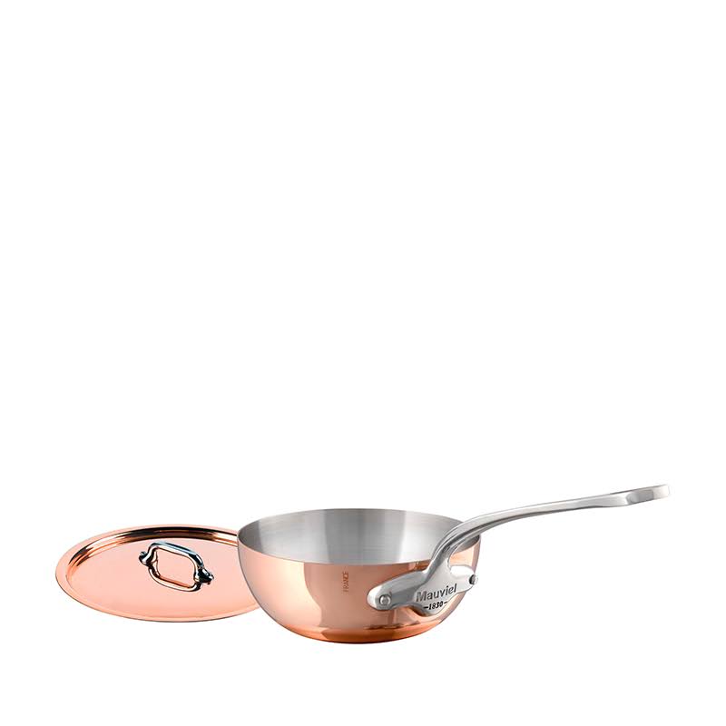 Mauviel M&150s Copper Curved Splayed Saute Pan with Lid, 1.1-Quart