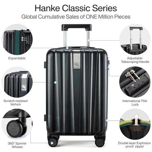 Hanke 29 Inch Luggage Suitcases With Spinner Wheels Lightweight PC hardside Rolling Suitcase With Travel Lock, Checked-Large 29-Inch(Blackish Green)