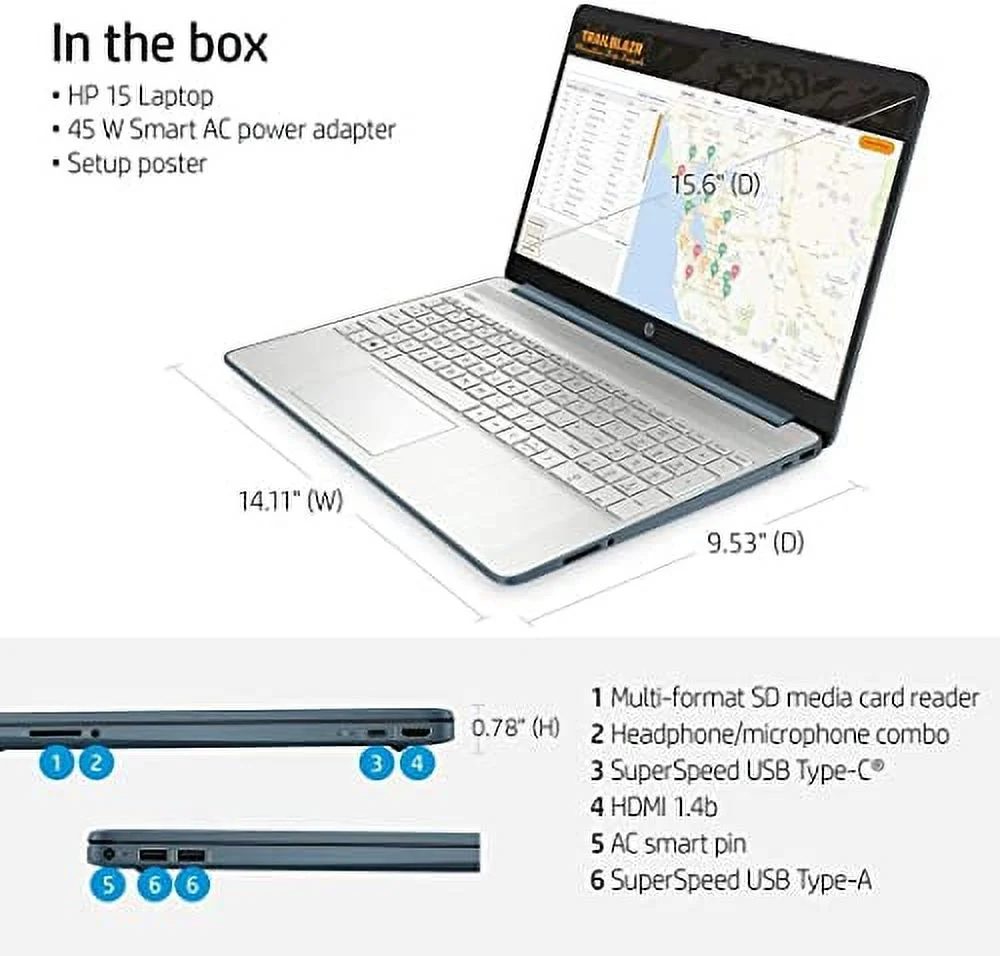 Newest HP 15.6 FHD Laptop, 6-core AMD Ryzen 5 5500U Processor, 8GB RAM, 256GB SSD, Bluetooth, HDMI, Webcam, Windows 11 HP 15 Laptop 0