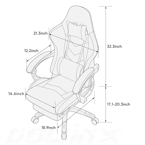 Dowinx Gaming Chair Ergonomic Racing Style Recliner with Massage Lumbar Support