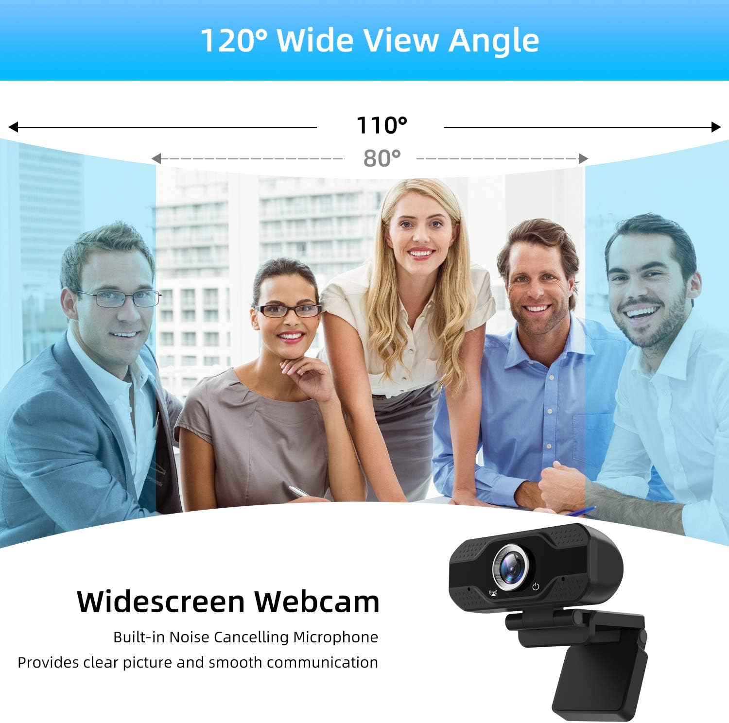 PC Webcam with Microphone& Cover