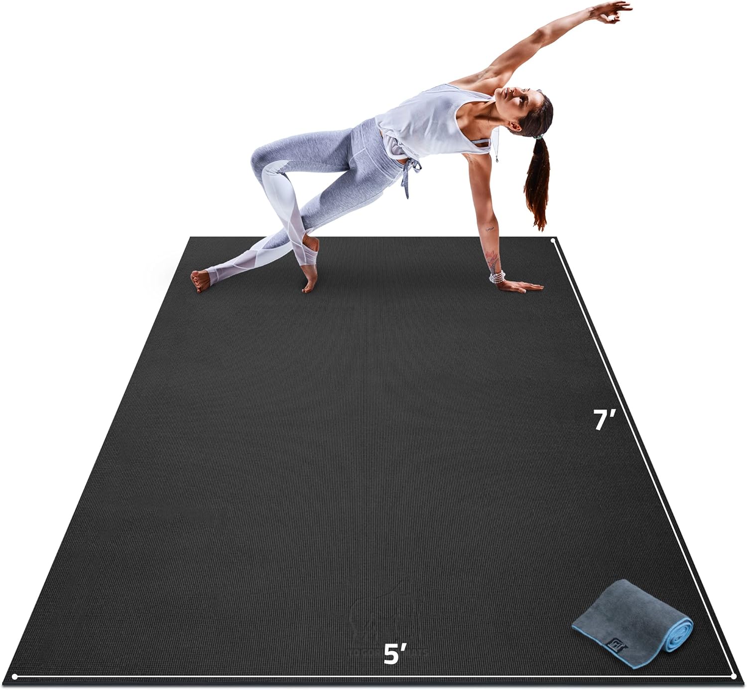 Gorilla Mats Premium Large Yoga Mat – 7' x 5' x 8mm Extra Thick & Ultra Comfortable, Non-Toxic