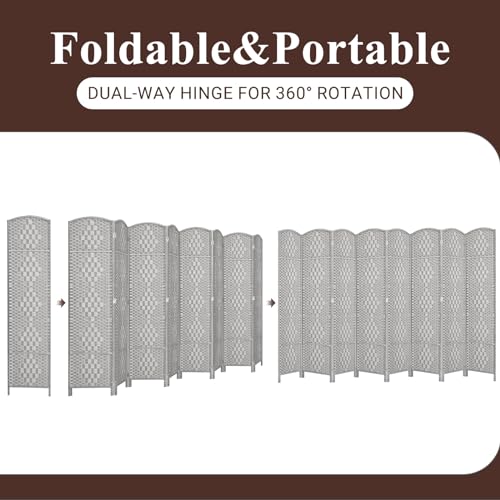 Room Divider, Room Dividers and Folding Privacy Screens, 16in Privacy Screen, 6 Panel Temporary Wall Partitions, 6ft Space Separation Panel Screen