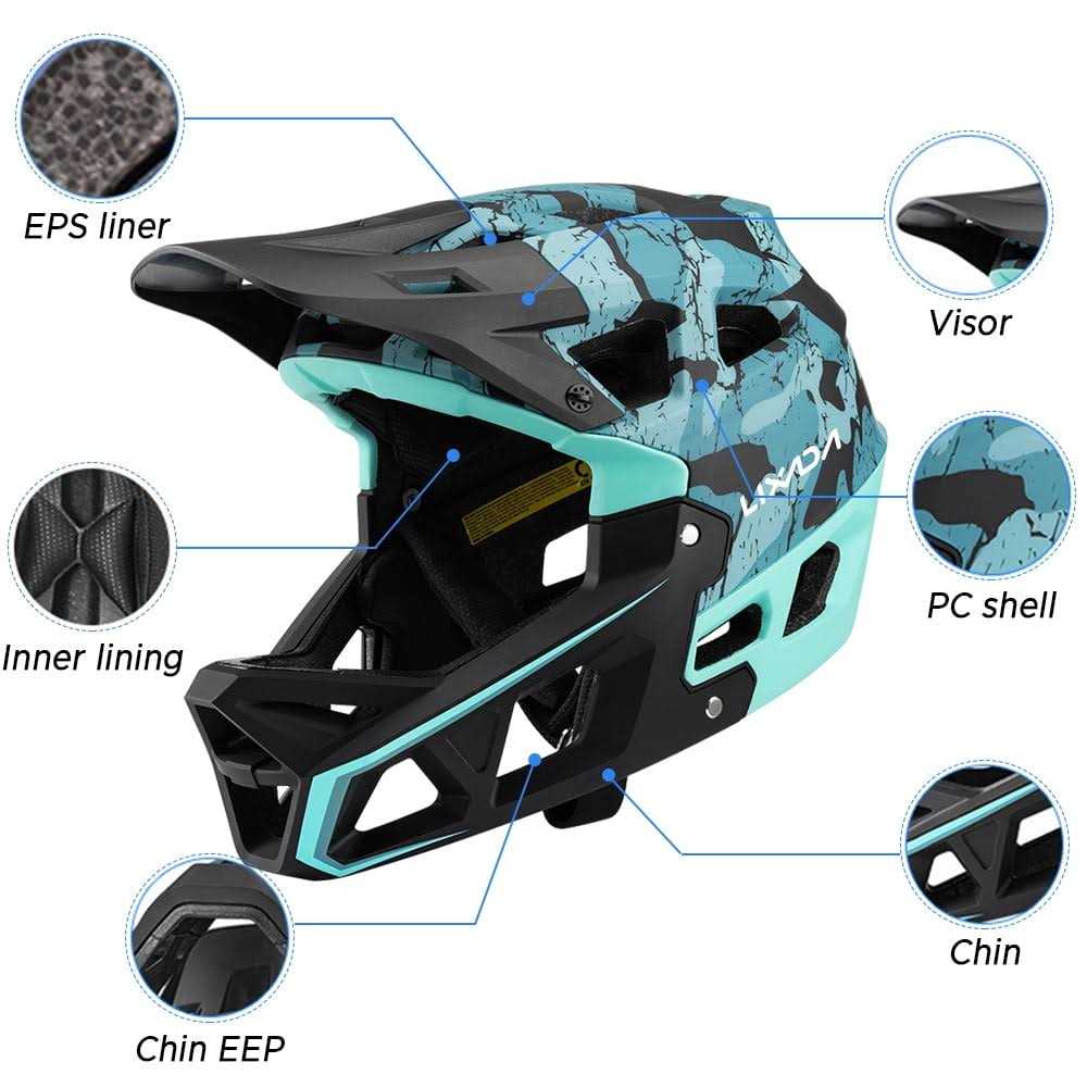 Anself Full Face Mountain Bike Helmet Adult Racing Downhill MTB Helmet with Visor - Sports Supplies Online Store