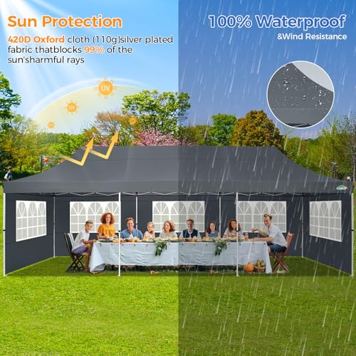 10x10 Pop Up Canopy Tent with 4 Sidewalls and Mesh Windows 2.0