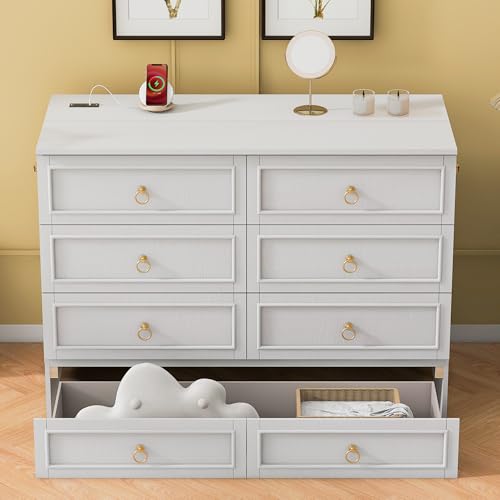 Harper & Bright Designs Queen Size Murphy Wall Bed, Chest Cube Cabinet With USB, Charging Station and Large Storage Drawer for Home Office