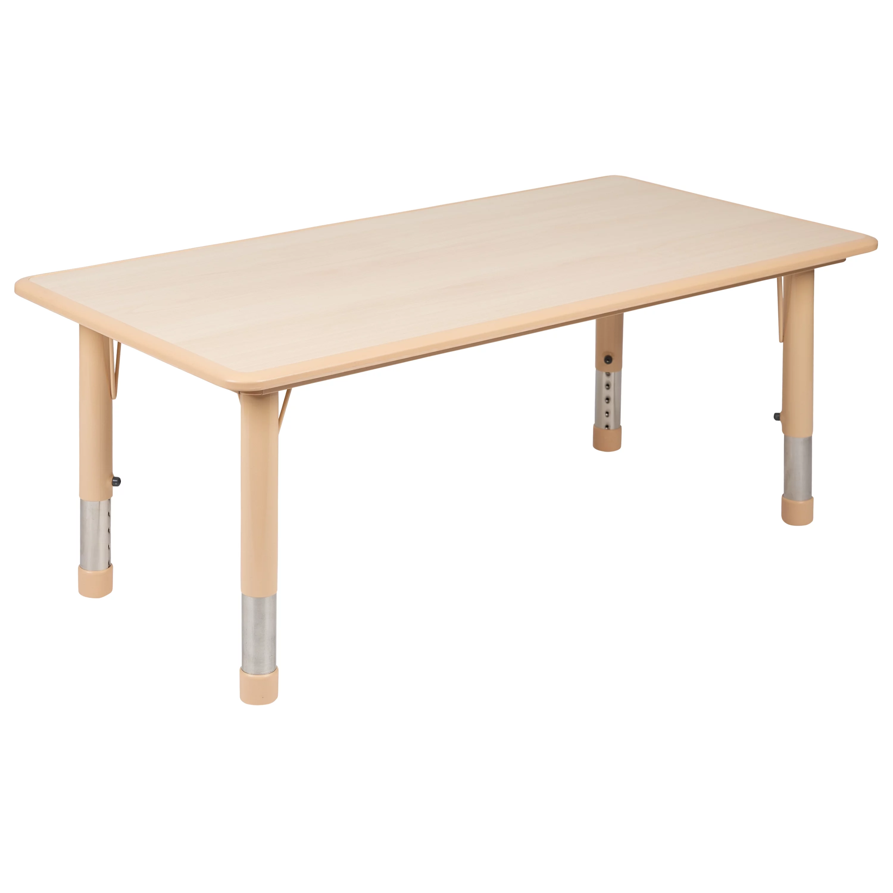 Flash Furniture 23.625"W x 47.25"L Rectangular Natural Plastic Height Adjustable Activity Table Set with 6 Chairs