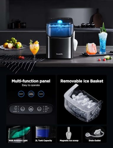 GoveeLife Smart Ice Maker Countertop, Portable Ice Machine with Voice Control, 9 Ice Cubes in 6 Minutes 3 Sizes, 26lbs/24Hrs