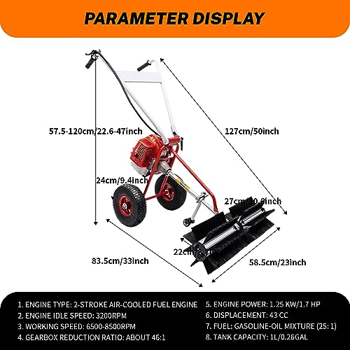 TBVECHI Walk-Behind Sweeper Outdoor Hand-Push Sweeping Sweeper Pavement Street Sweeping Cleaning Tool