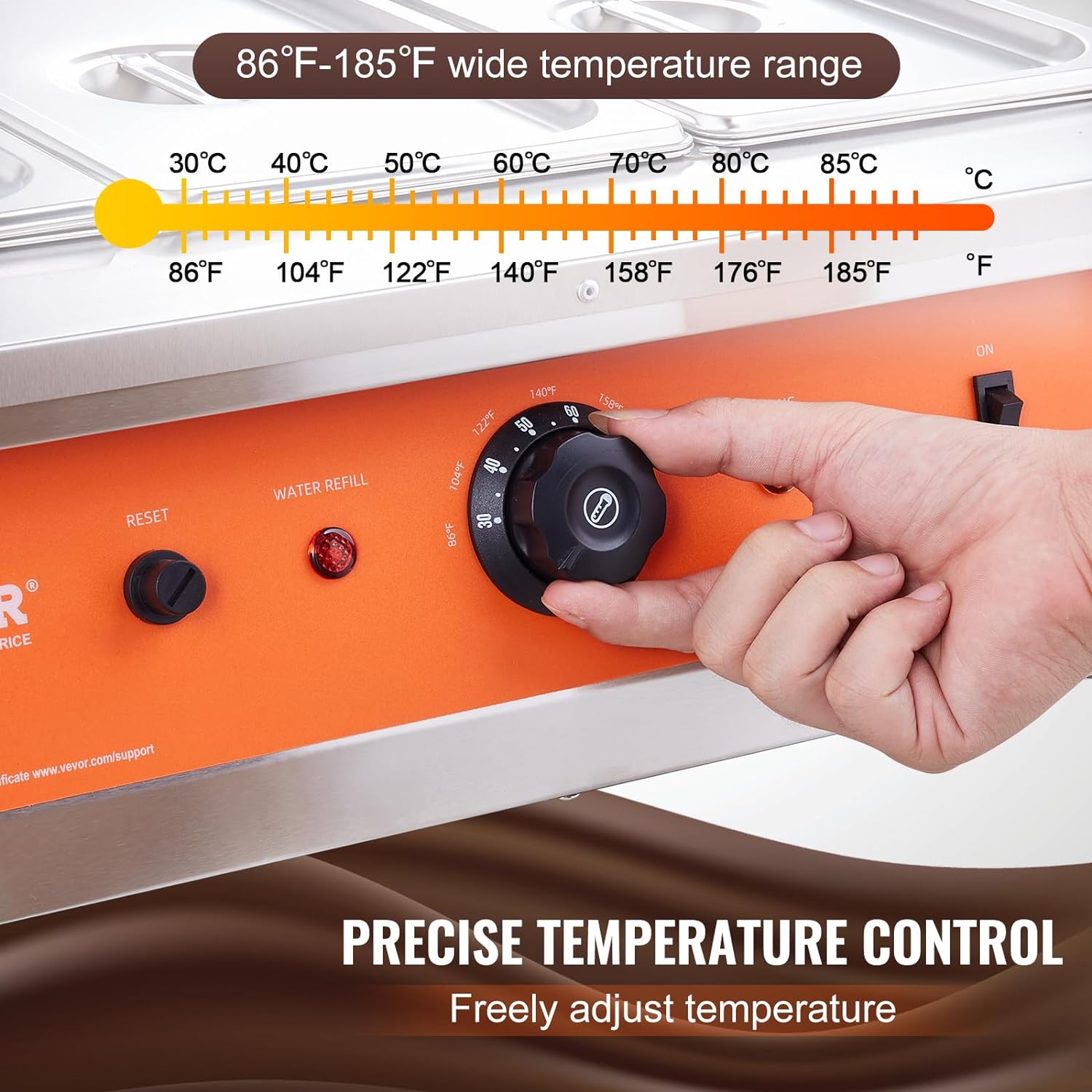 Chocolate Tempering Machine, 26.5 Lbs 3 Tanks Chocolate Melting Pot TEMP Control 86~185℉