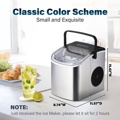 Simple Deluxe Countertop Ice Maker Machine, 9 Ice Cubes Ready in 6 Mins, 26lbs Ice/24Hrs, with Scoop & Basket, Self-Cleaning Function