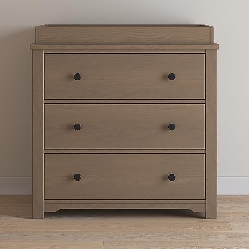 Child Craft Harmony 3 Drawer Dresser with Removable Changing Table Topper for Nursery or Bedroom, Plenty of Storage