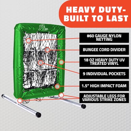 Anytime Baseball Pitching Net with Strike Zone | The No Hitter Net 9 Hole Net | Strike Zone Target for Baseball & Softball Training