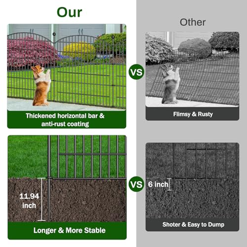 10 Panels No Dig Decorative Garden Fence - 40 in (H) x 23.6 ft (L)