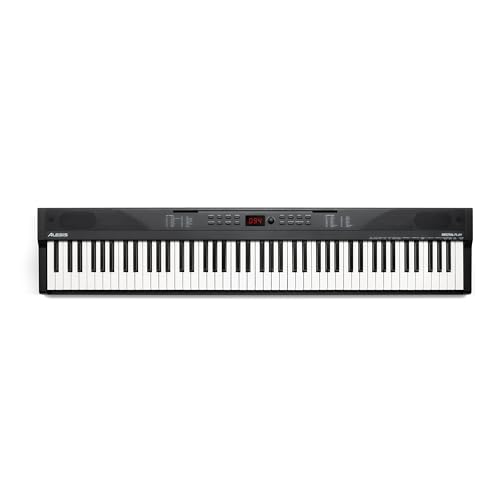 Alesis 88 Key Keyboard Piano with 480 Sounds, Speakers, USB MIDI, Carry-Bag, Stand, Headphones, Pedal and Piano Lessons for Beginners