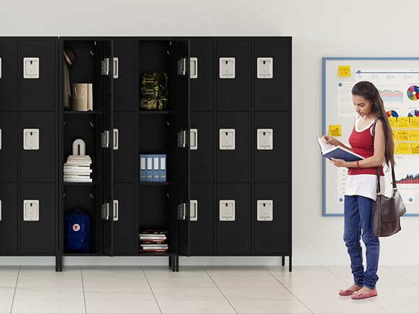 72" Metal Locker for Employees 3 Doors Blue Steel Storage Locker for Office, School, Gym - Metal Storage Cabinets for Home, Office, Gym, School