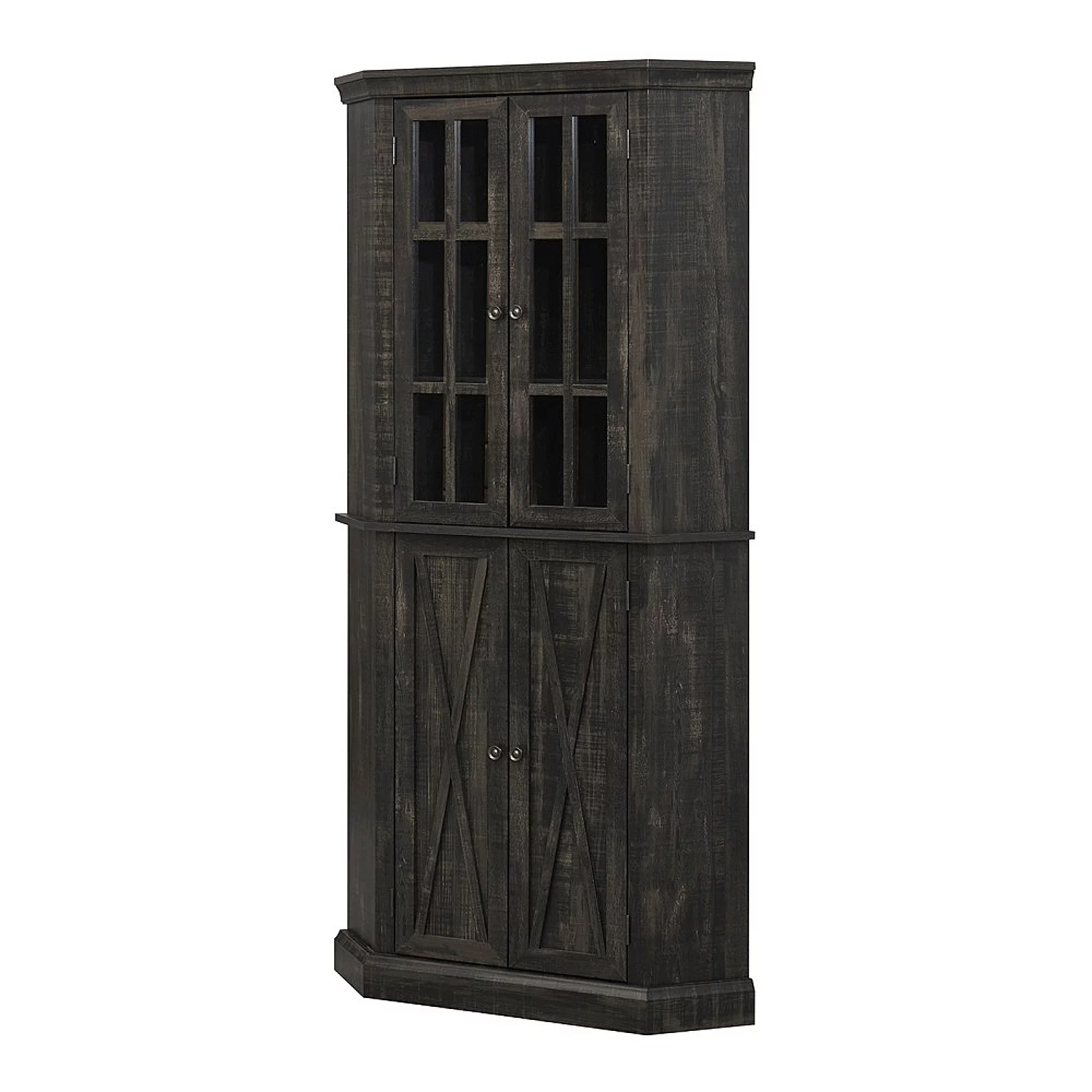Gramercy Way Enclosed Charcoal Corner China Cabinet - Radiant Selections