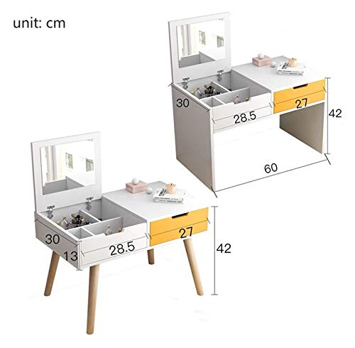 Luxurious Makeup Vanity Desk for Princess's Gift, 2-in-1 Vanity Table with Flip Top Mirror Makeup Dressing Table Mini Writing Desk with Drawers