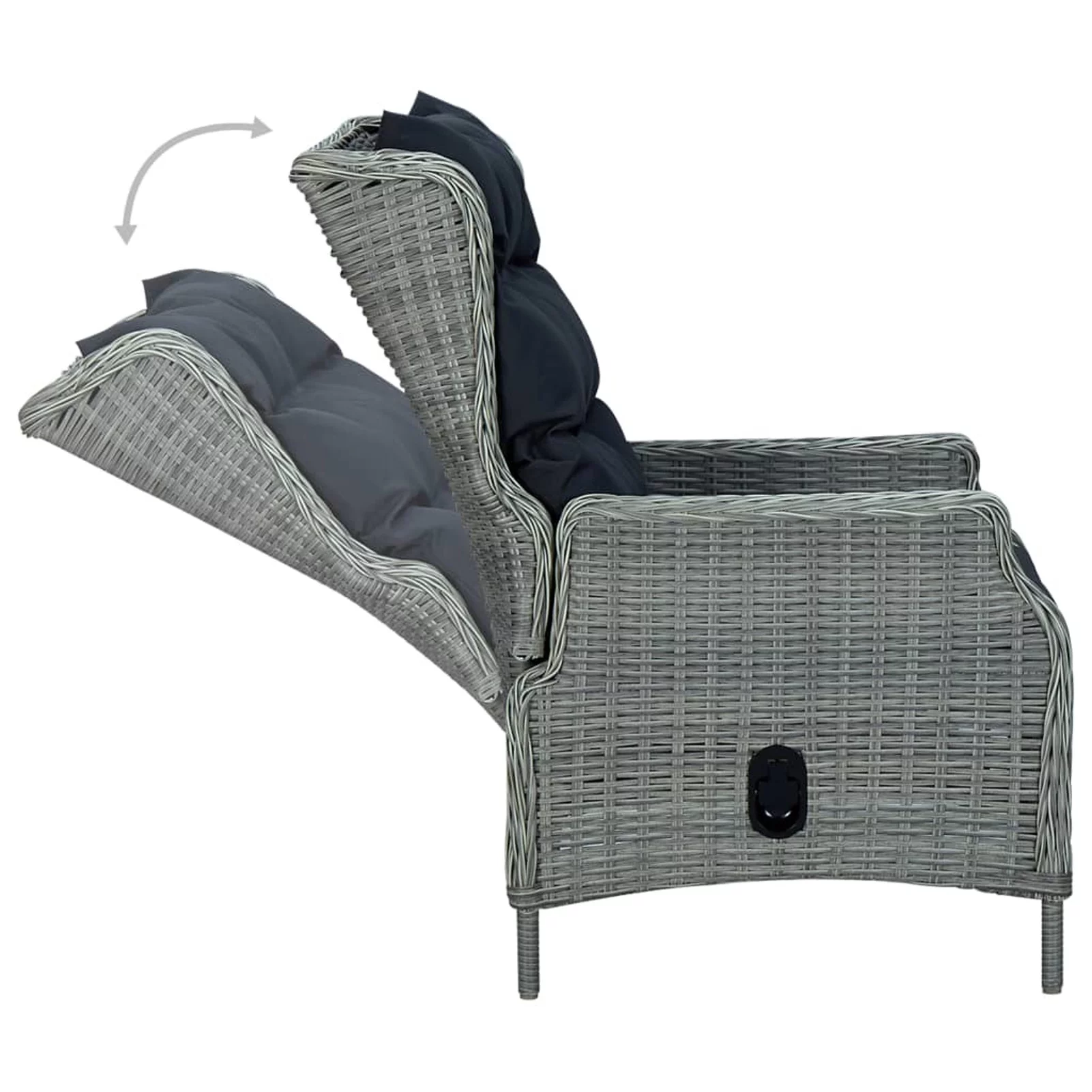 Suzicca Reclining Patio Chair with Footstool Poly Rattan Gray
