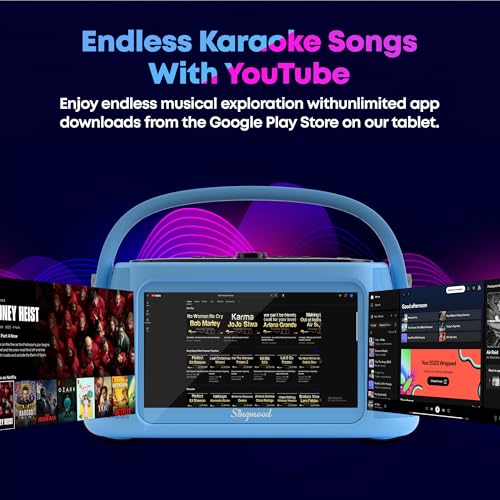 Karaoke Machine for Adults, with Lyrics Display, Smart Portable Big Bluetooth Speaker 2 Wireless Microphones