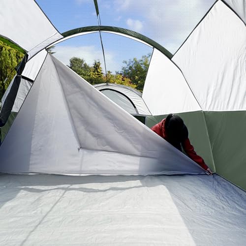 CAMPROS CP Tent 8 Person Camping Tents, Weather Resistant Family Tent, 5 Large Mesh Windows, Double Layer, Divided Curtain for Separated Room
